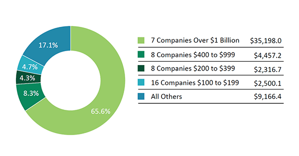 Orthopedic Company Revenue for 2021: Share by Revenue Tier